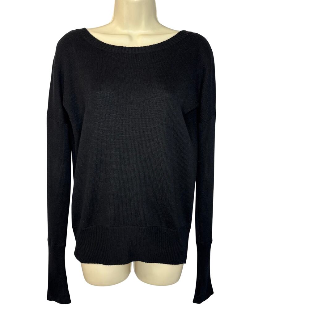 Lululemon Merino Wool Blend V open Back Sweater Black Lightweight